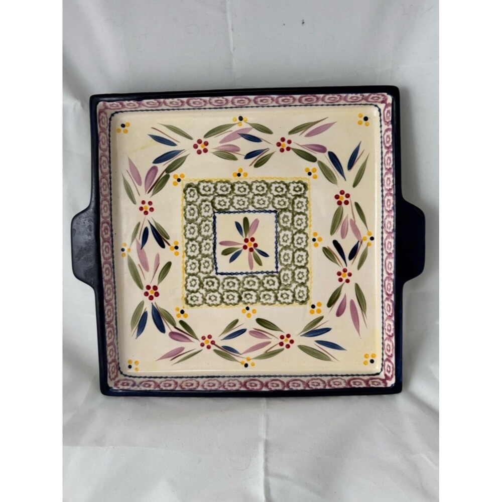 Temptations Old World Ceramic Serving Tray Floral Leaf Pattern